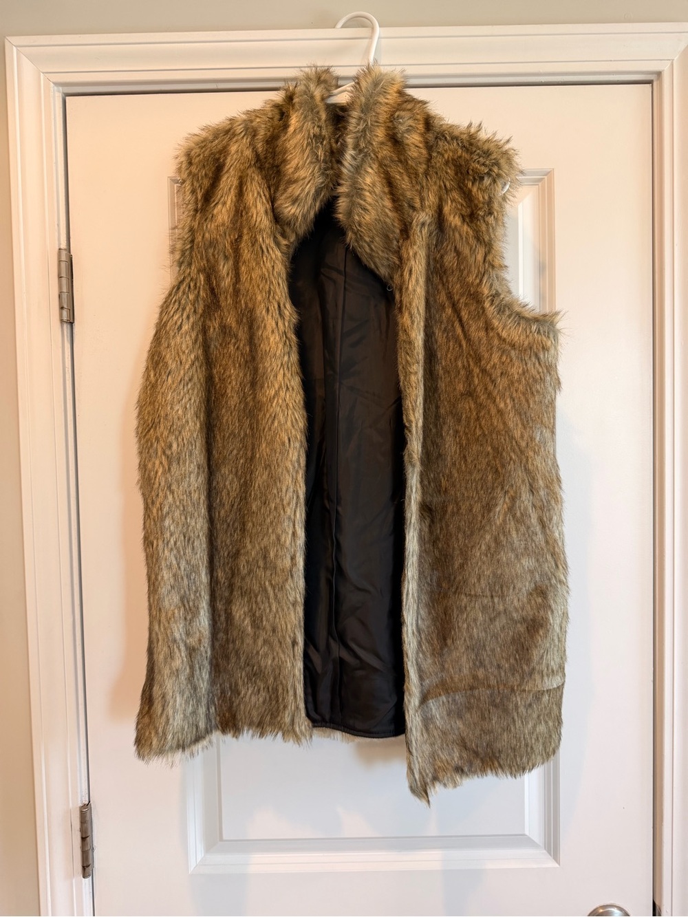 grass collection Faux Fur Sleeveless Vest in Brown Taupe